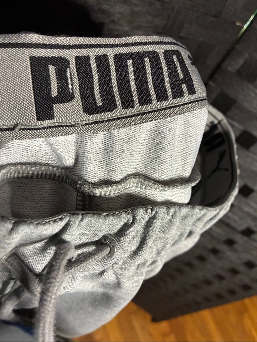 Puma Men’s Gray Athletic Shorts with Black Side Panels